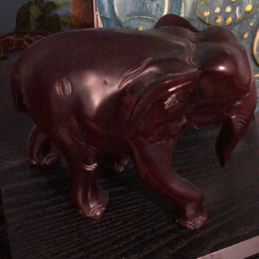 Hand carved wood elephant